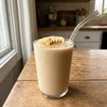 Ashwagandha smoothie i glass med banan og kanel