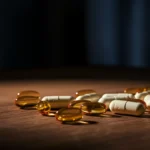 B12-vitamin kapsler på et trebord