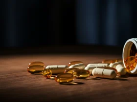 B12-vitamin kapsler på et trebord