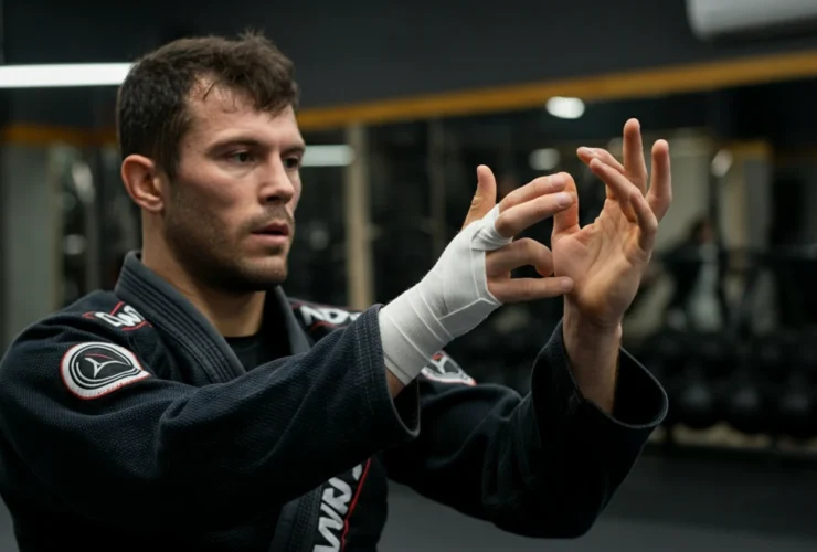 BJJ-utøver gjør finger- og håndleddsrehab — daglig protokoll