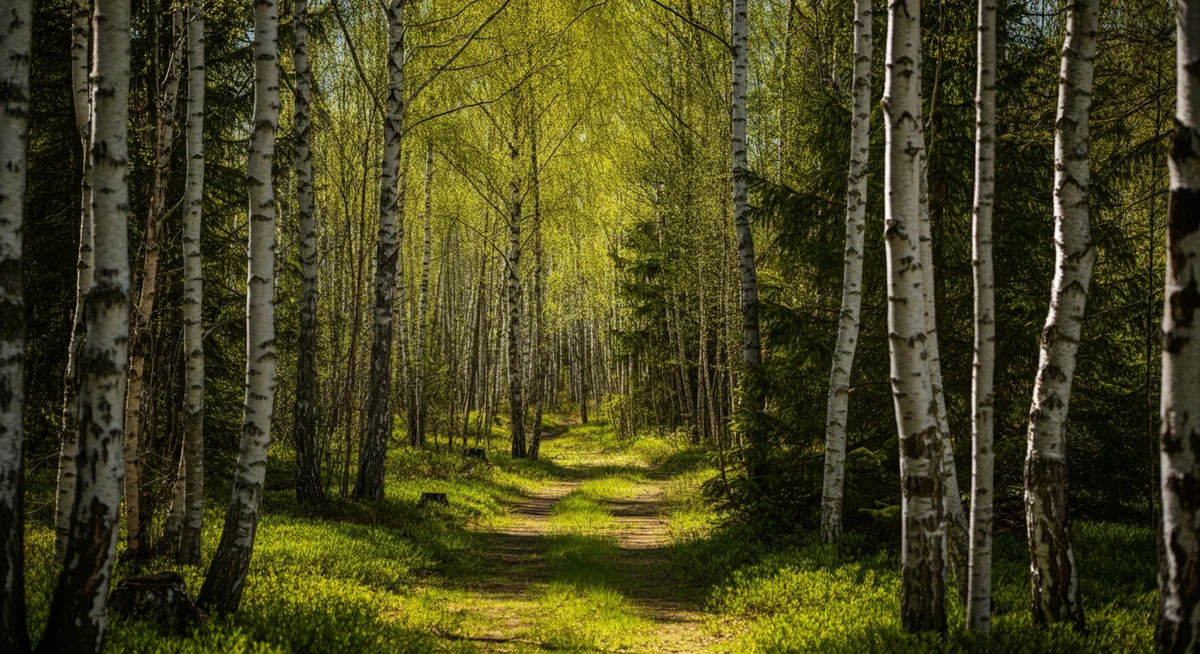 Norsk bjørkeskog om våren — naturlig terapeutisk miljø
