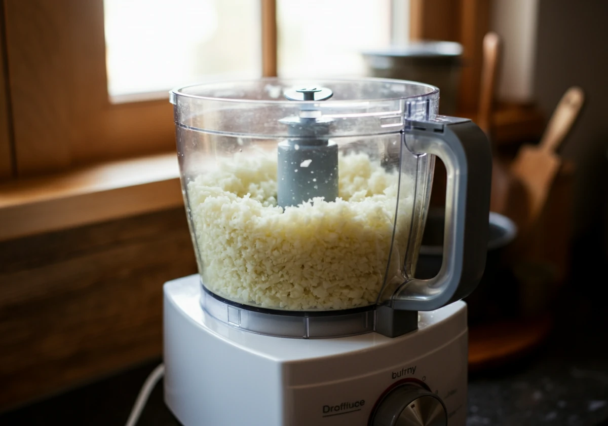 Blomkål kjørt i foodprocessor til fint riskorn