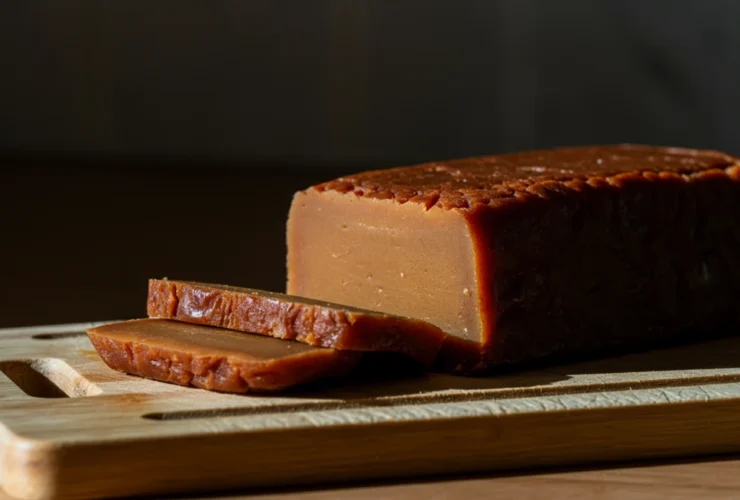 Tradisjonell norsk brunost — karamellisert mysost og melkeprotein