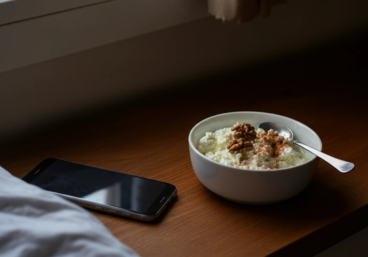 Cottage cheese med valnøtter som kveldsmat