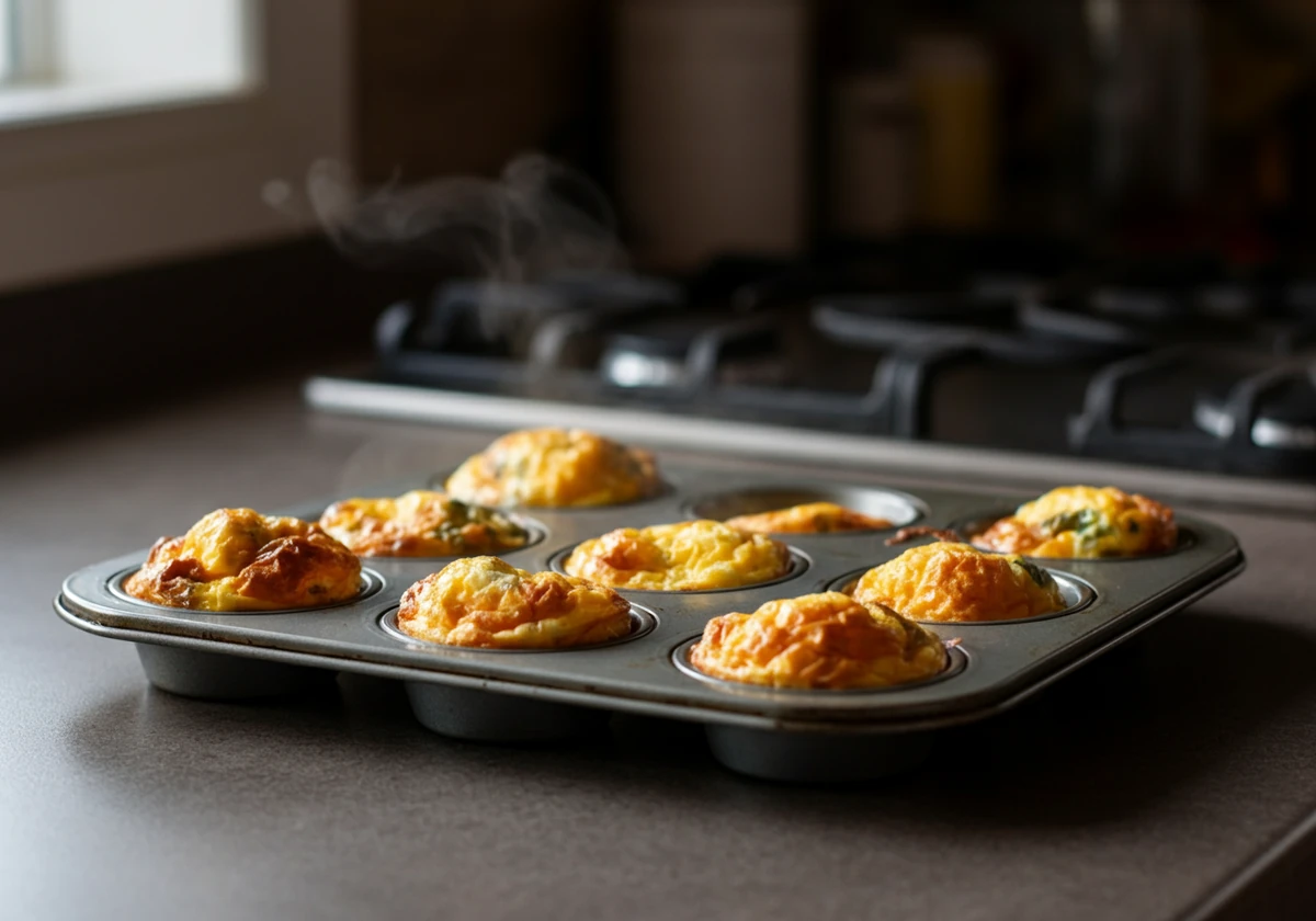 Egg muffins ferdig stekt i muffinsform