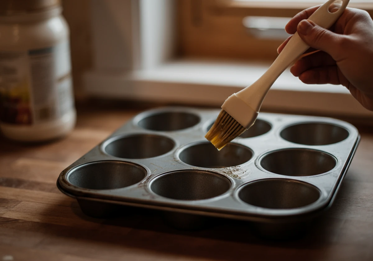 Muffinsform smøres med olje før steking