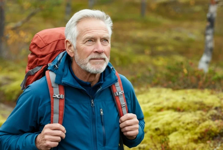 Eldre mann på fjelltur — norsk friluftsliv som dokumentert helsestrategi