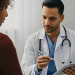 Endokrinolog forklarer HbA1c-resultater til pasient
