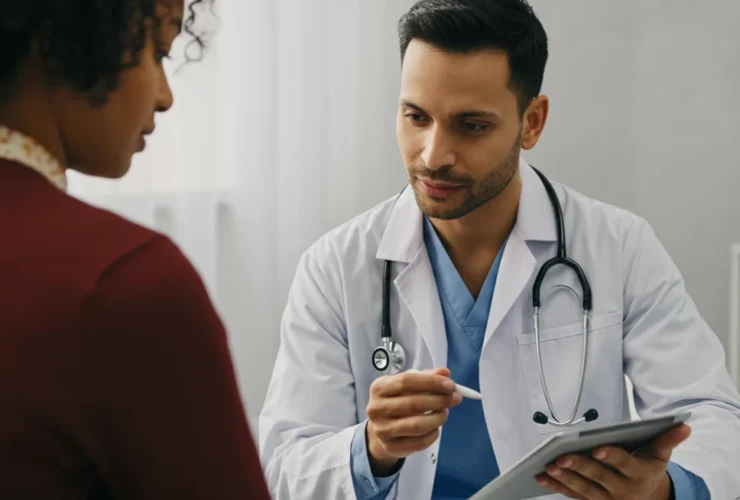 Endokrinolog forklarer HbA1c-resultater til pasient