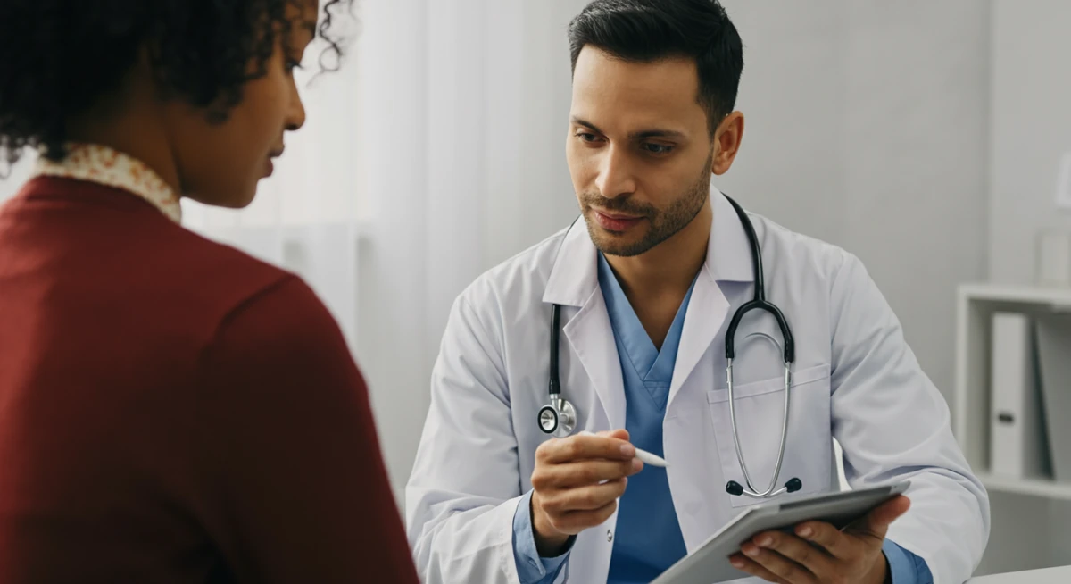 Endokrinolog forklarer HbA1c-resultater til pasient