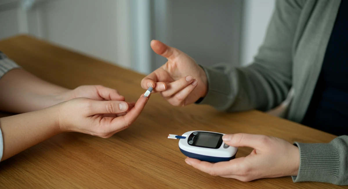 Hjemme-måling av blodsukker med fingerstikk
