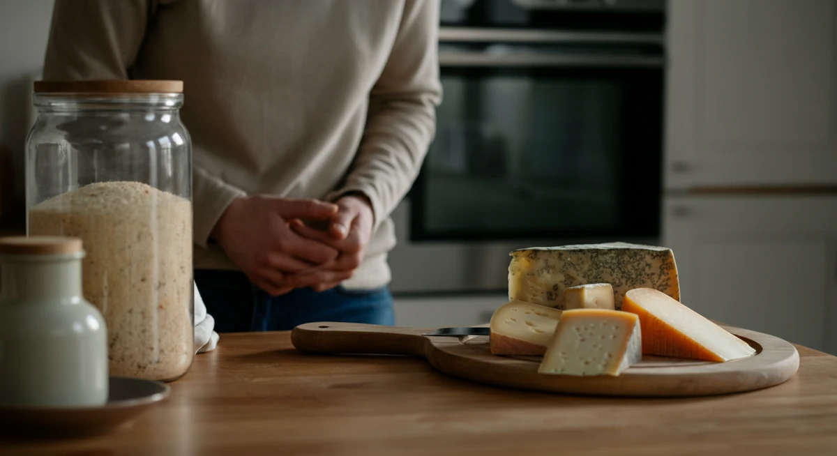 Person vurderer modnet ost — typisk trigger ved histaminintoleranse