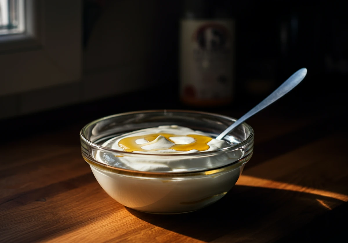 Hjemmelaget tykk yoghurt med honning
