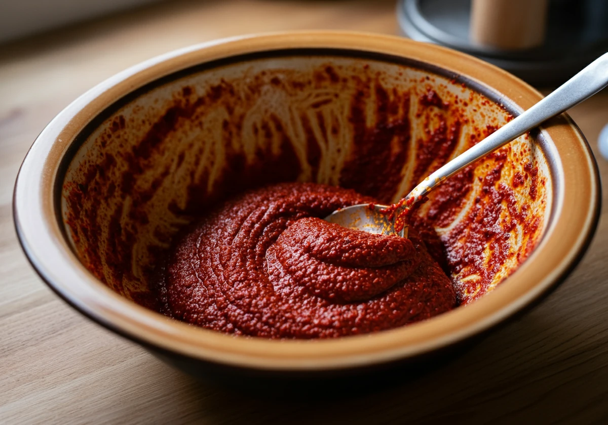 Rød krydderpasta med gochugaru, hvitløk og ingefær