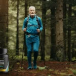 Aktiv norsk senior på skogstur