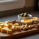 Lavkarbo snacks: ost, nøtter, egg og oliven