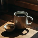 Lions mane kaffe i kopp med ekstraktpulver