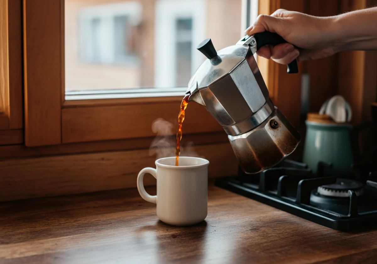 Varm kaffe helles over lions mane ekstrakt