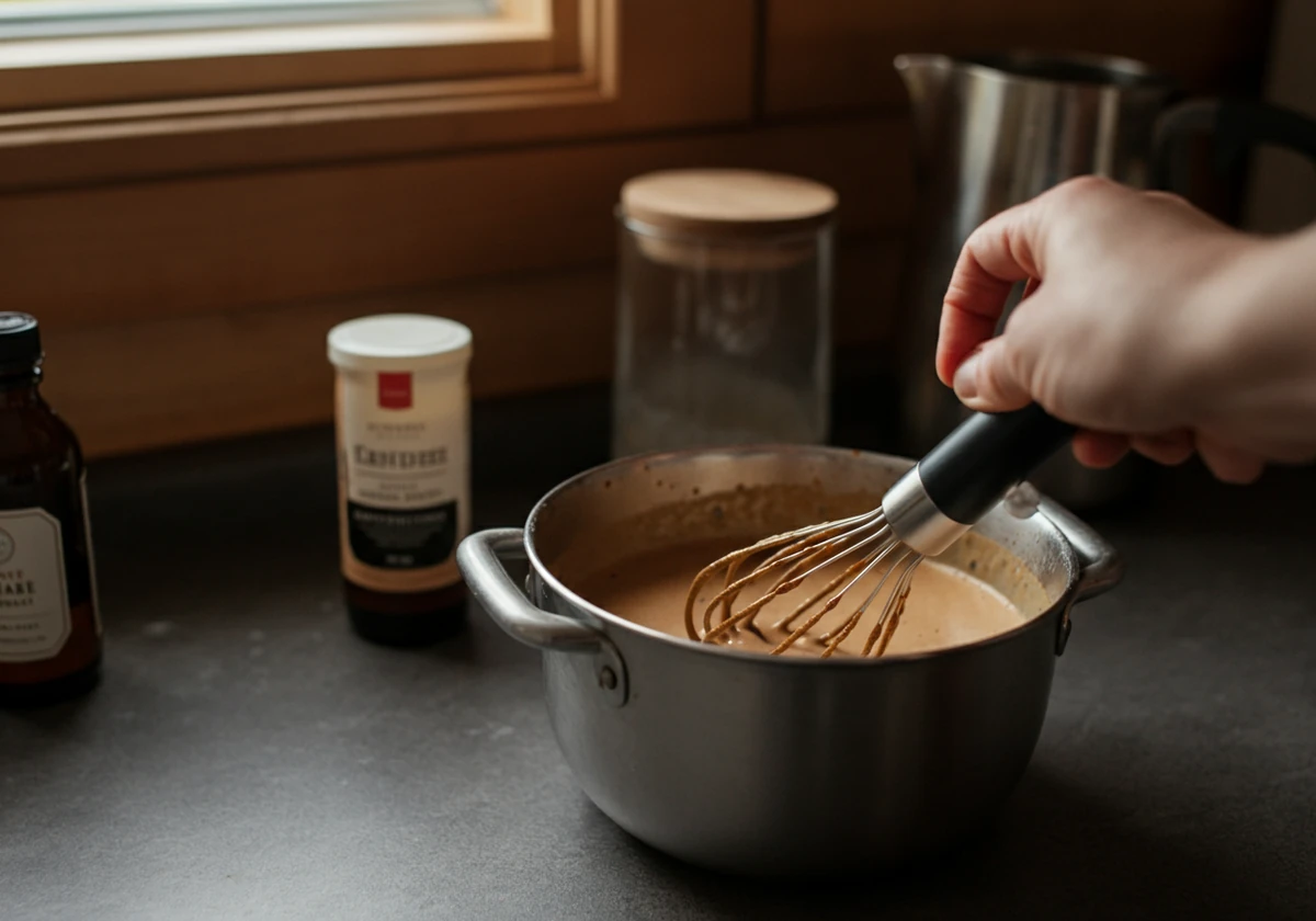Kaffe og ekstrakt vispes med melkeskummer