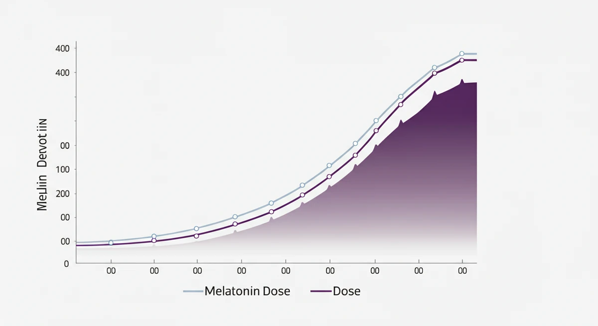 Graf som viser melatonin effektivitet versus dose med avtakende avkastning