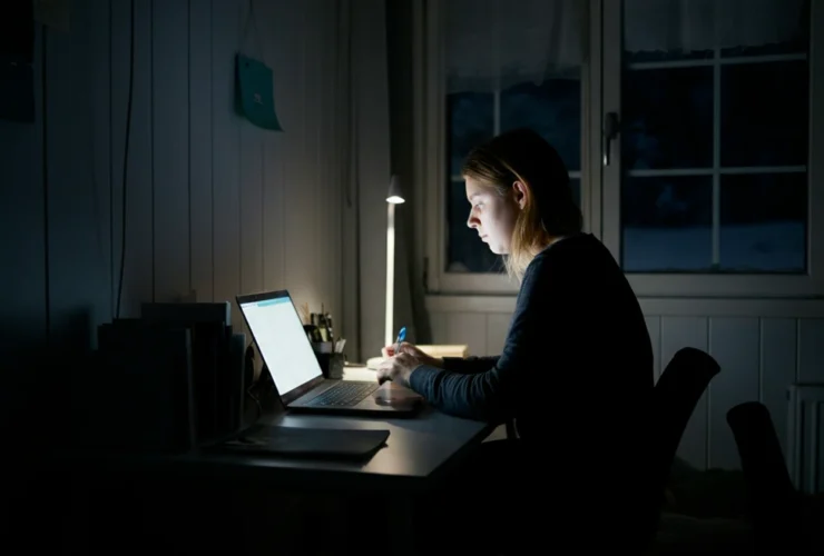 Microsleep ved skjermbruk under mørketid — typisk januar-utfordring