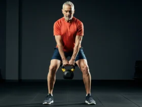 Voksen mann trener styrke etter 4-ukers blokk-periodisering for over 40