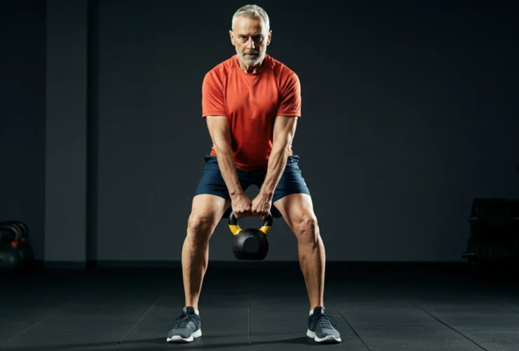 Voksen mann trener styrke etter 4-ukers blokk-periodisering for over 40