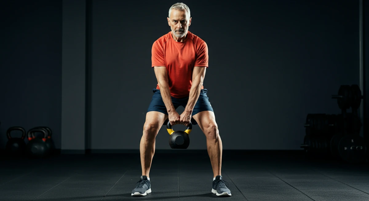 Voksen mann trener styrke etter 4-ukers blokk-periodisering for over 40