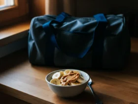Pre workout snack med banan, peanøttsmør og havre