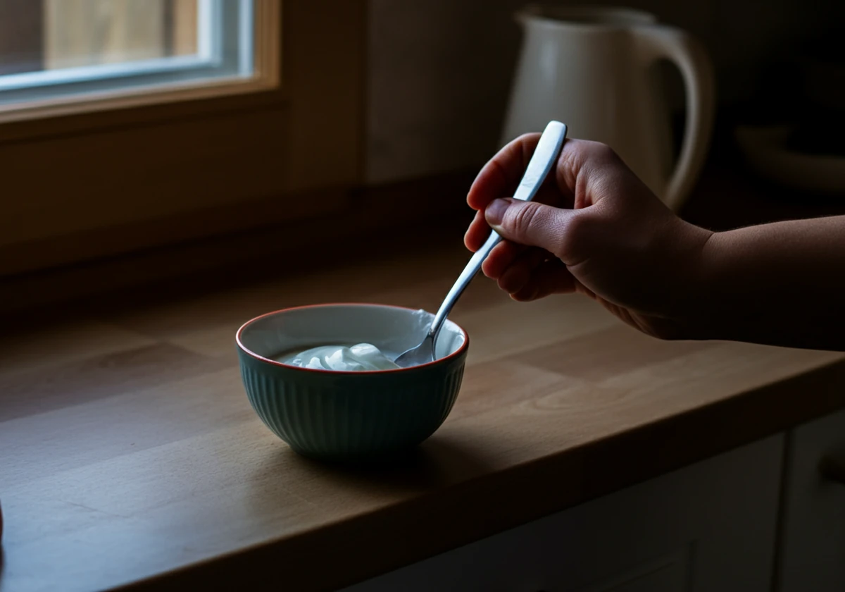 Havre blandes med yoghurt i bolle