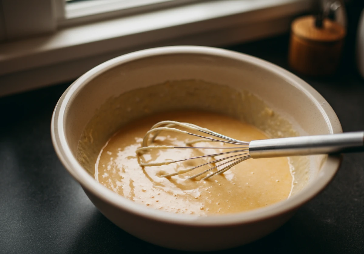 Egg og proteinpulver vispes til en jevn røre