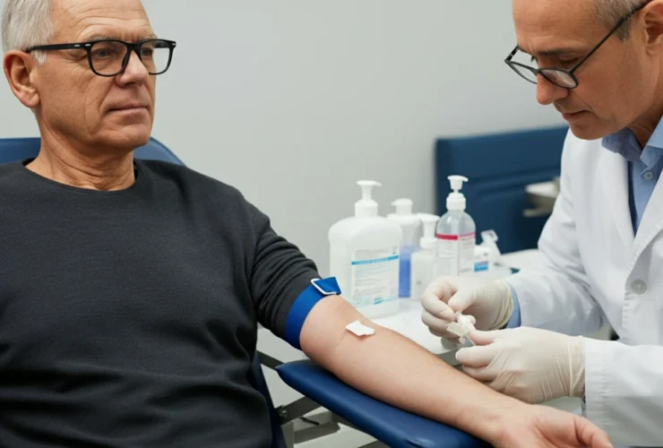 Slank mann over 60 tar blodprøve for utvidet diabetes-utredning