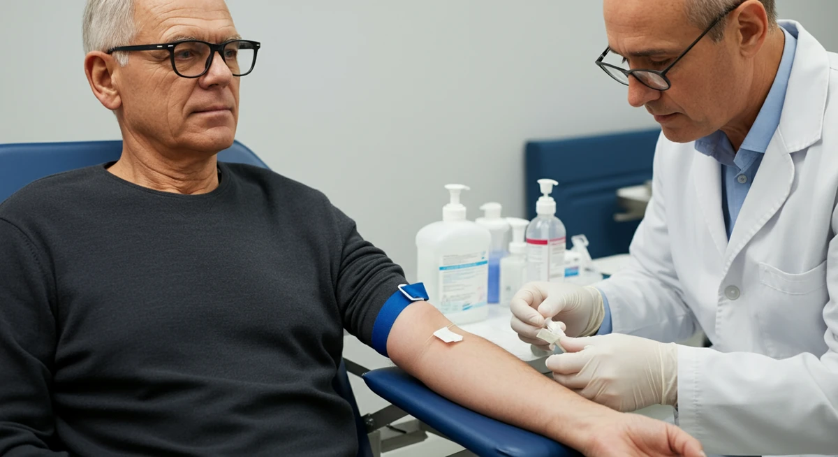 Slank mann over 60 tar blodprøve for utvidet diabetes-utredning