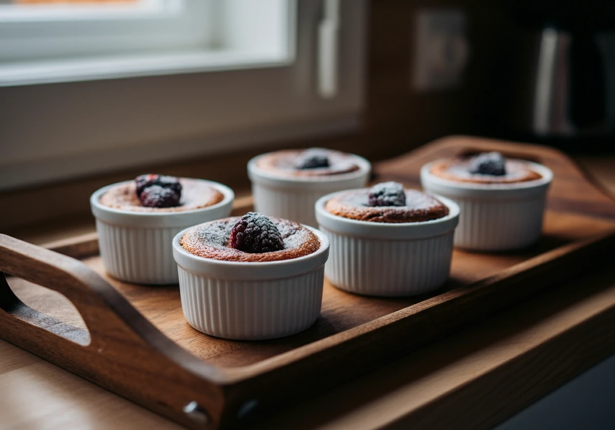 Sukkerfrie desserter servert på trefjøl