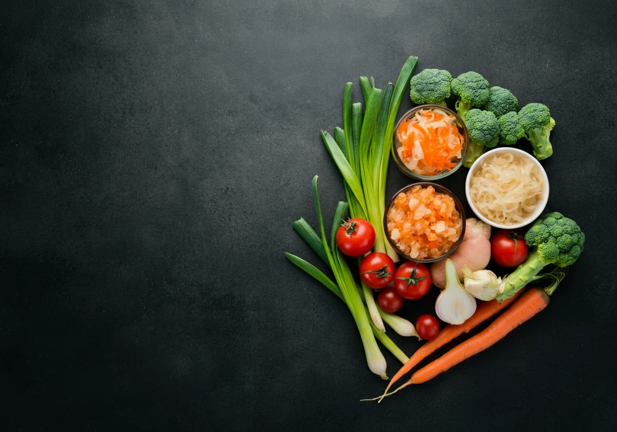 Tarmflora mangfold med fermentert mat og grønnsaker