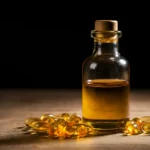 Norsk tran flaske og moderne omega-3 kapsler sammenligning
