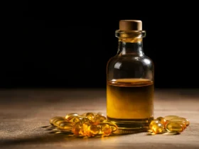 Norsk tran flaske og moderne omega-3 kapsler sammenligning