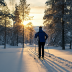 Person driver med zone 2 trening på langrennski i norsk vinterskog