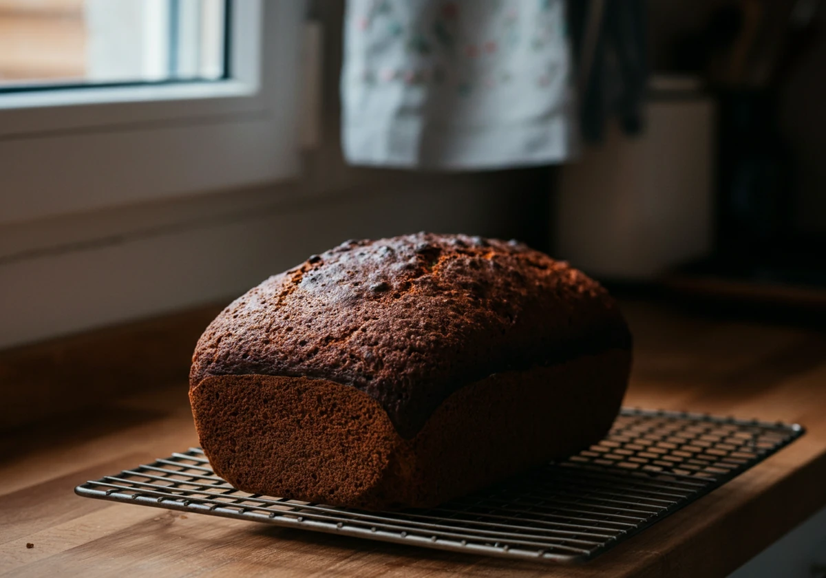 Ferdig ketobrød avkjøles på rist ved vinduet