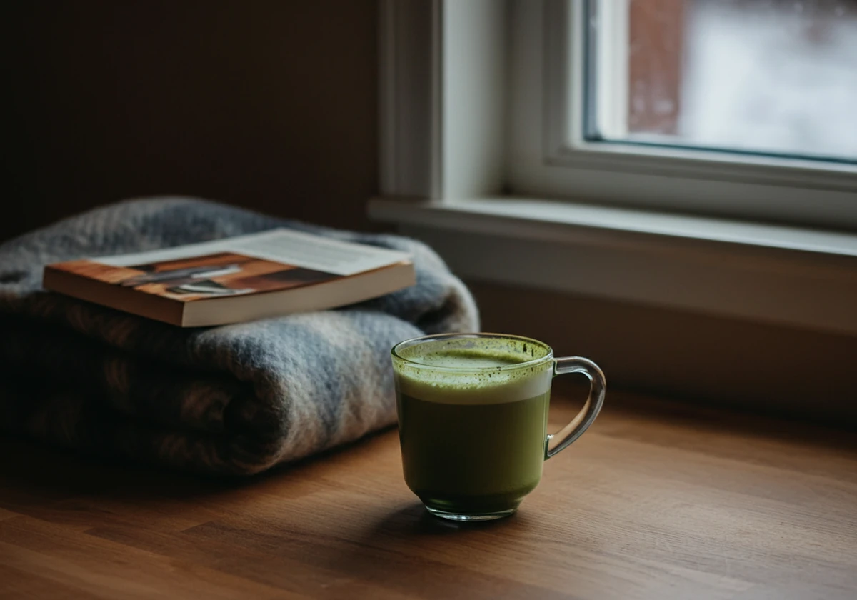 Matcha latte som rolig ritual ved vinduet