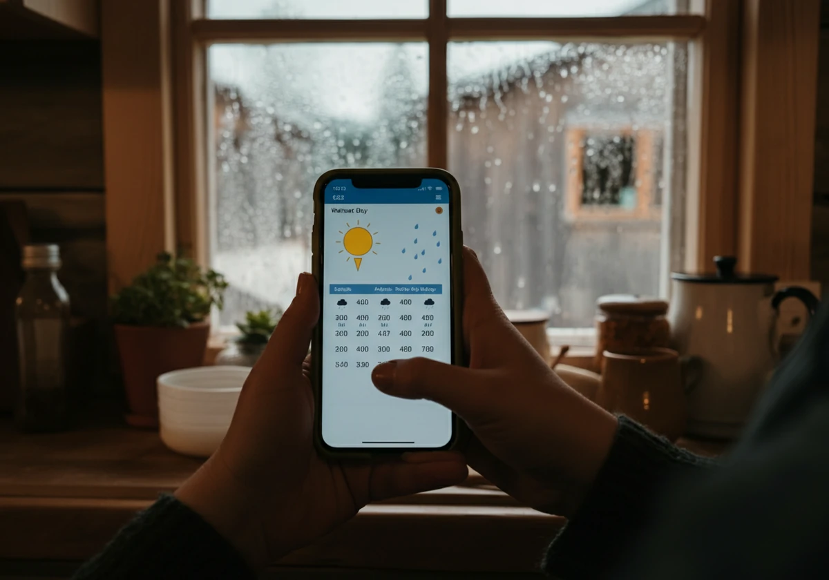 Værapp med mange sammenhengende regndager, relevant for bergen regn og vitamin d