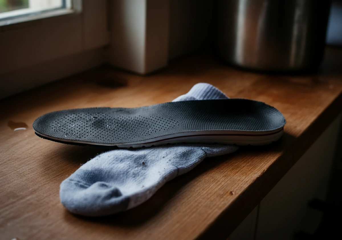 Fuktig sko og sokk som kan fremme fotsopp