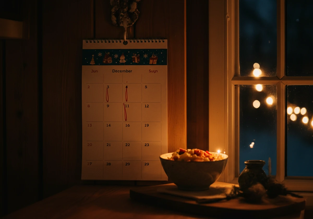 Kalender med flere julebord i desember som viser behovet for restitusjon
