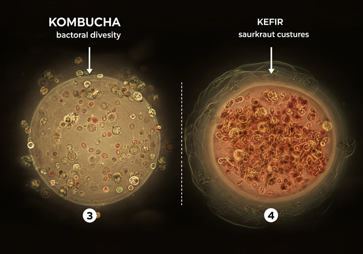 Sammenligning av bakteriemangfold i kombucha, kefir og surkål