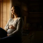 Kvinne sitter ved vinduet hjemme og gjør en rolig pusteøvelse mot stress