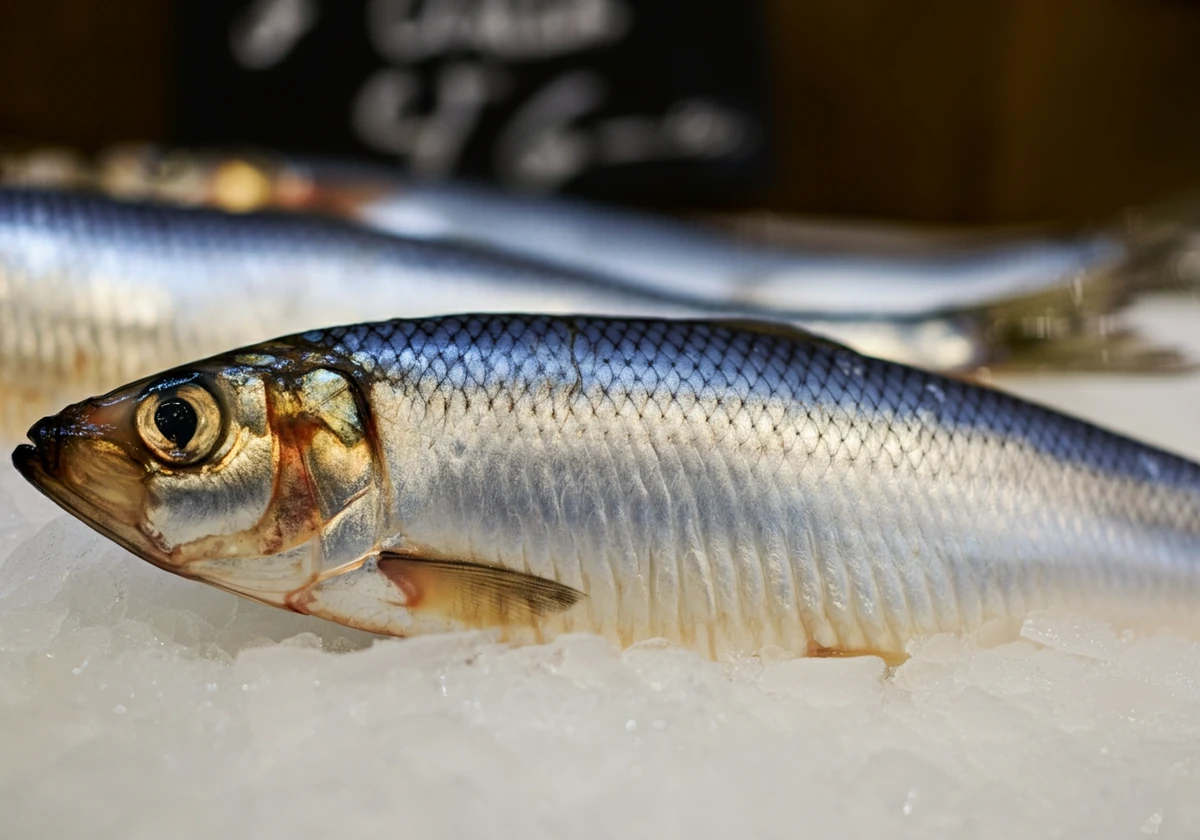 Fersk sild på is som viser sammenhengen mellom sild og omega-3