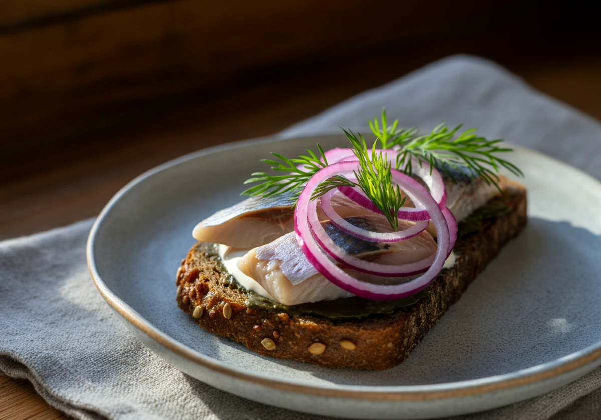 Norsk smørbrød med sild, en enkel kilde til omega-3