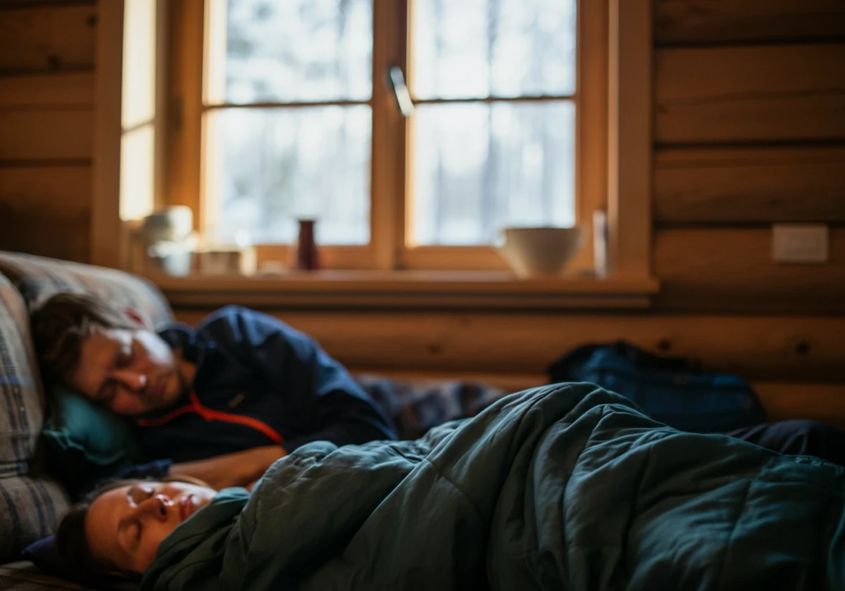 Person sover tungt i sofaen dagen etter skiferie