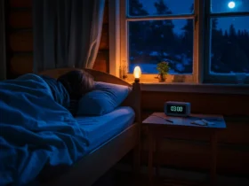 Person som våkner om natten og ligger våken i en norsk soverom med klokka på 03:00