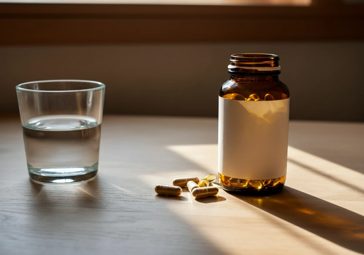 D-vitamintilskudd på et bord som backup gjennom vinteren